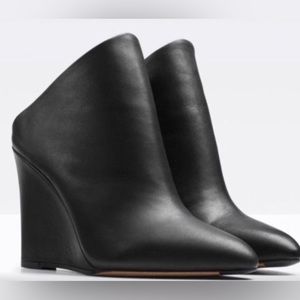 VINCE Vail Leather Wedge Mule, Black SIZE 8